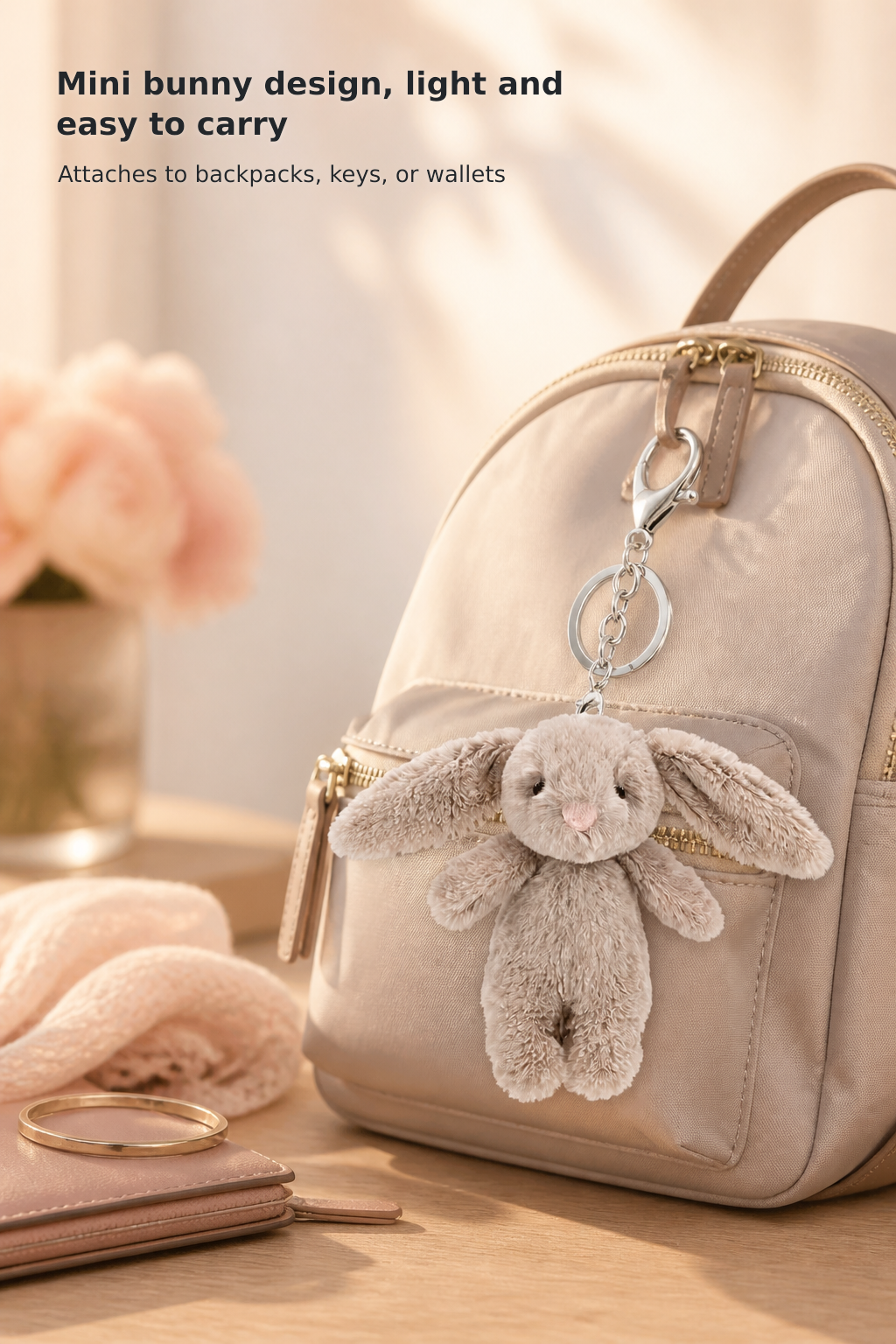 3.5-Inch Plush Bunny Keychain