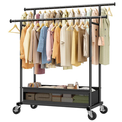 Heavy Duty Clothing Racks with NetPocket Holds Up to 210lbs