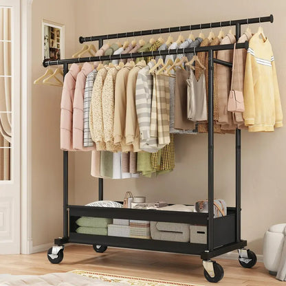 Heavy Duty Clothing Racks with NetPocket Holds Up to 210lbs