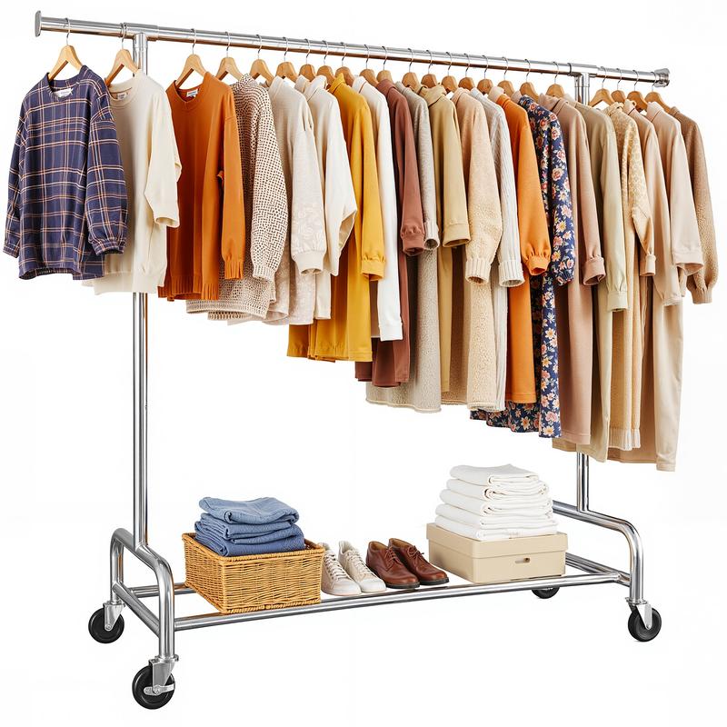 Heavy Duty Clothing Racks with NetPocket Holds Up to 210lbs